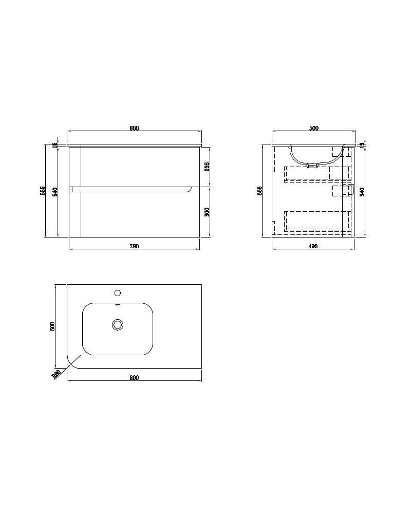 Atlanta Black 800 Vanity Unit with Glass Washbasin Atlanta Black 800 Vanity Unit with Glass Washbasin