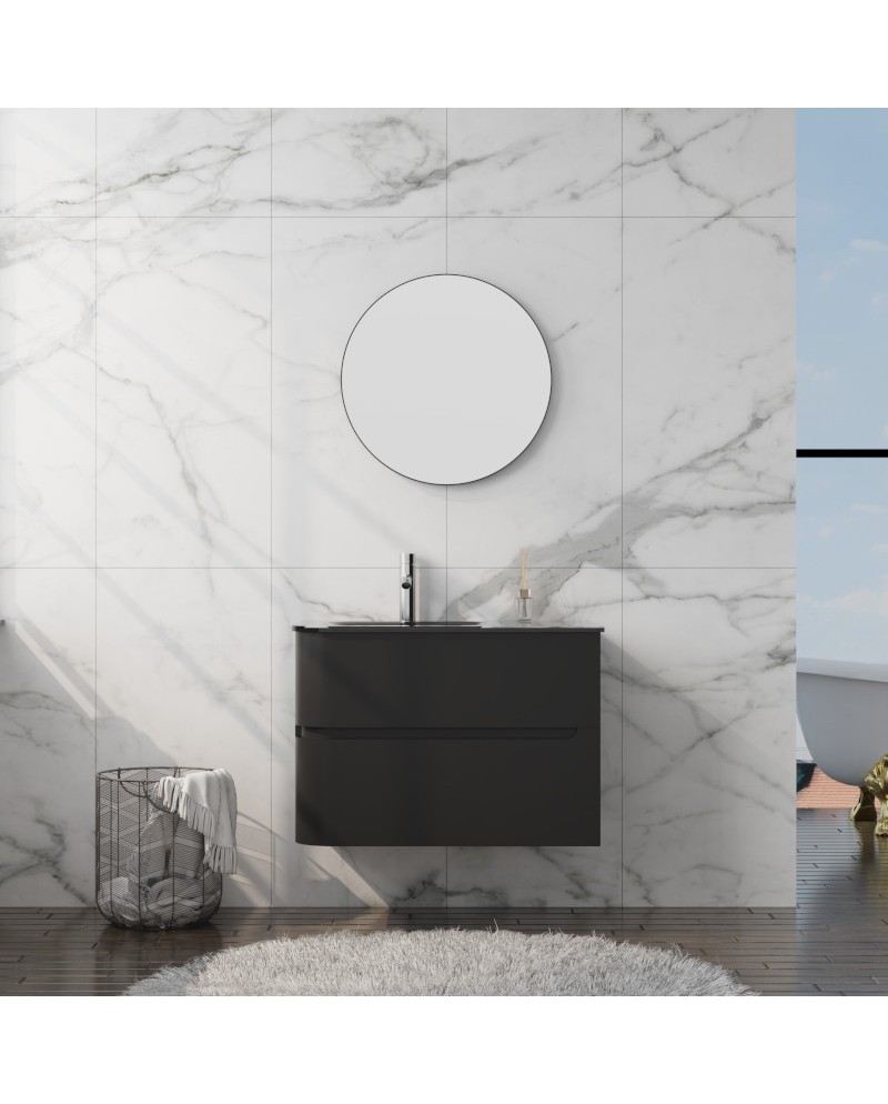 Atlanta Black 800 Vanity Unit with Glass Washbasin Atlanta Black 800 Vanity Unit with Glass Washbasin