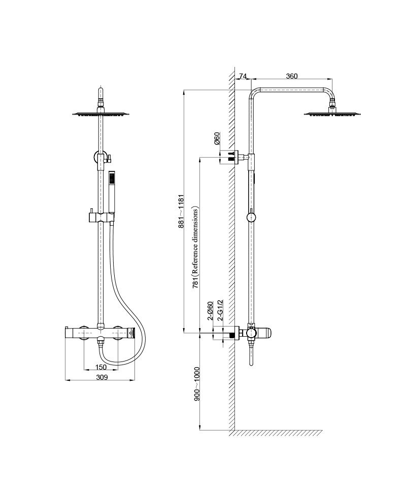 LaVita SPARK Wall-mounted Rainshower SET / Brushed Copper LaVita SPARK Wall-mounted Rainshower SET / Brushed Copper