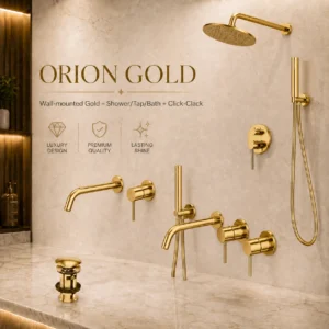 Orion Wall-mounted Gold - Shower/Tap/Bath  + Click-Clack