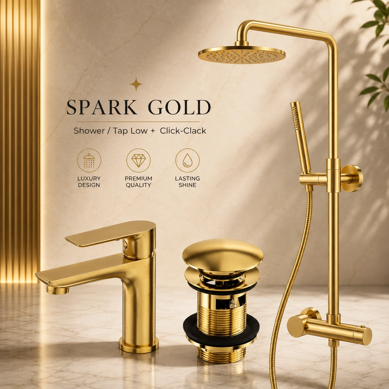 Spark Gold -Shower/Tap Low + Click-Clack Spark Gold -Shower/Tap Low + Click-Clack