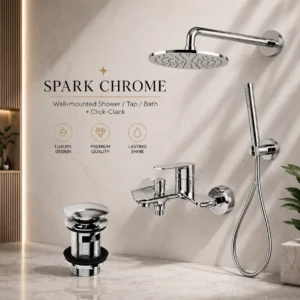 Spark Wall-mounted Chrome - Shower/Tap/Bath  + Click-Clack