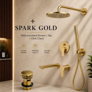 Spark Wall-mounted Gold -Shower/Tap  + Click-Clack
