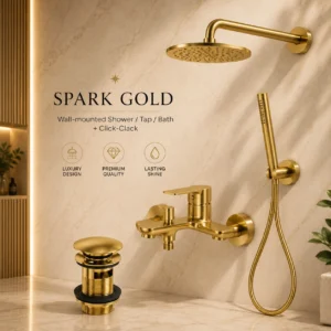 Spark Wall-mounted Gold - Shower/Tap/Bath  + Click-Clack