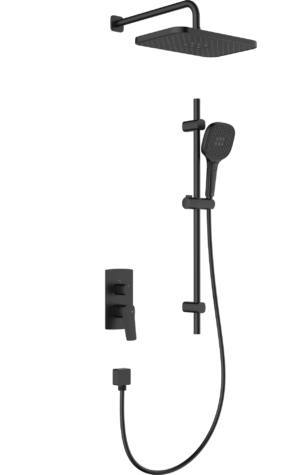 MALAGA | Thermostatic Concealed Shower Set with Sliding Rail – Black Matt