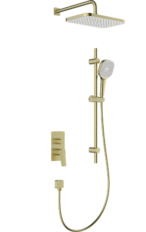 MALAGA | Thermostatic Concealed Shower Set with Sliding Rail – Brushed Gold